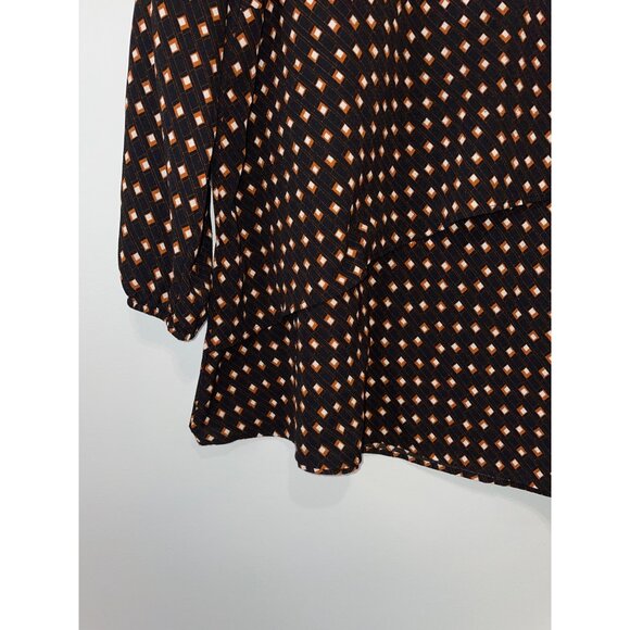 Apt. 9 Womens Geometric Print Blouse XXL Black & Orange - Picture 7 of 8